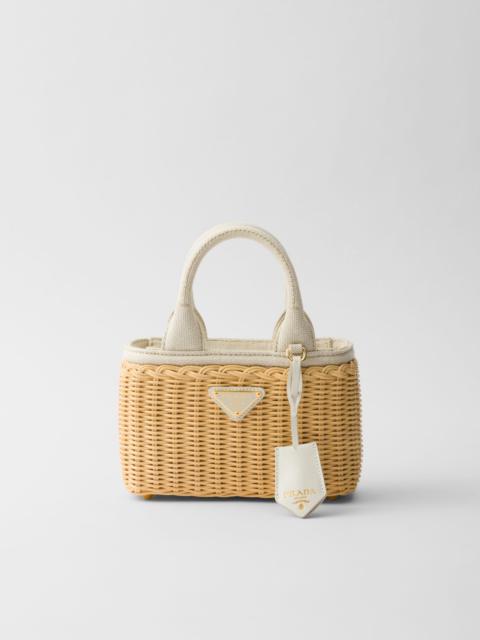 Prada Woven fabric and linen blend mini tote bag