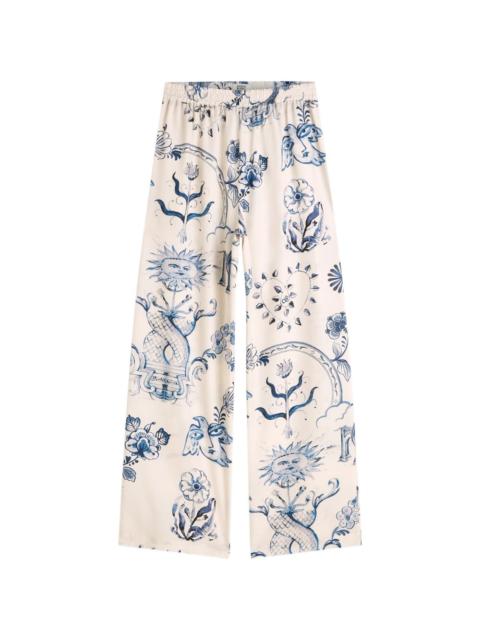 SCOTCH & SODA x Royal Delft graphic-print wide-leg trousers