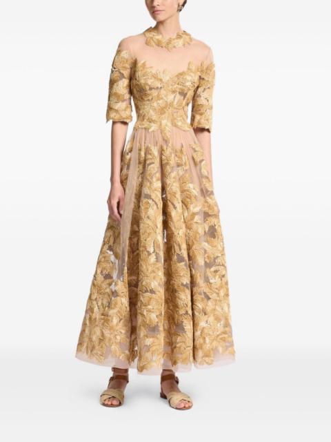 ELIE SAAB embroidered tulle midi dress