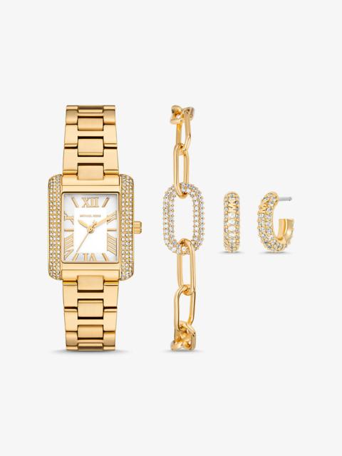MICHAEL KORS Petite Emery Gold-Tone Watch and Jewelry Gift Set