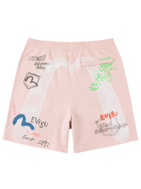 EVISU Hand-drawn Daicock Print Sweatshorts