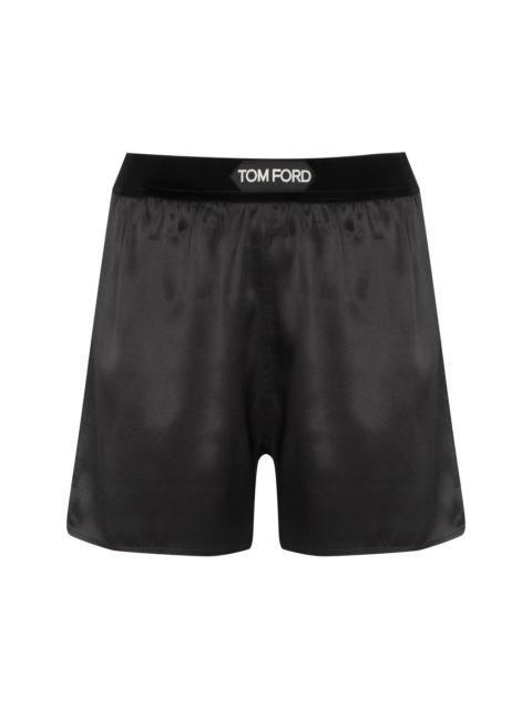 logo-waistband silk shorts