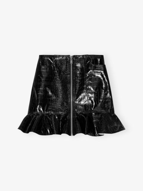 GANNI BLACK FUTURE COATED MINI SKIRT