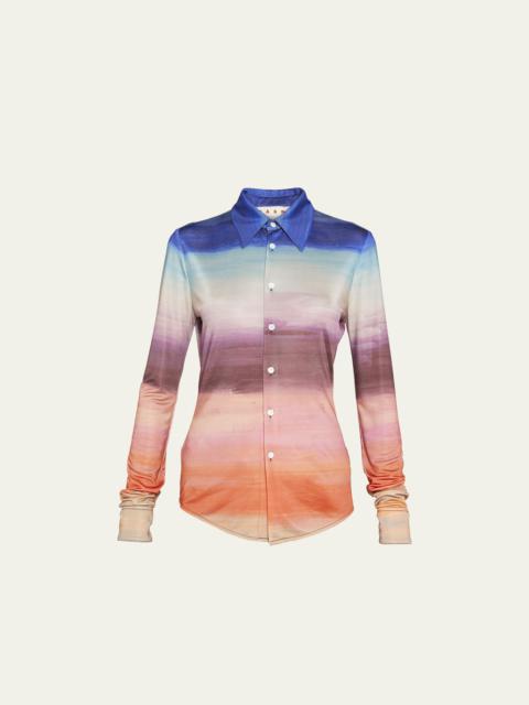 Dyed Ombre Button-Front Shirt