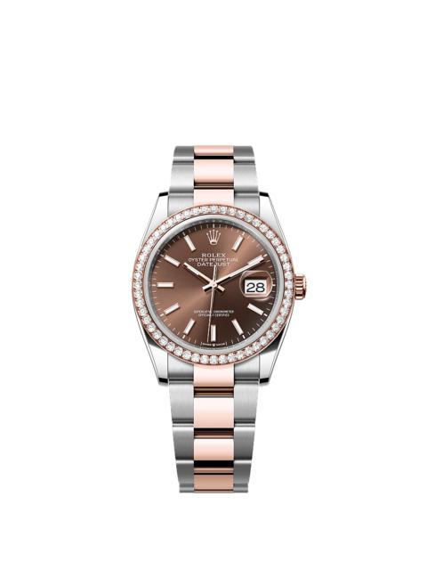 ROLEX Oyster, 36 mm, Oystersteel, Everose gold and diamonds