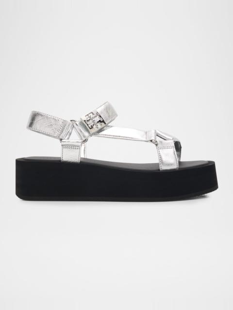 TORY BURCH Mellow Metallic Leather Platform Sandals