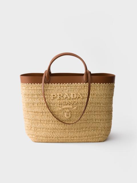 Prada Medium crochet and leather tote bag