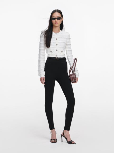 self-portrait White Pointelle Diamante Cardigan