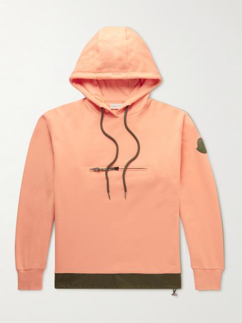 Moncler Logo-Appliquéd Shell-Trimmed Cotton-Jersey Hoodie