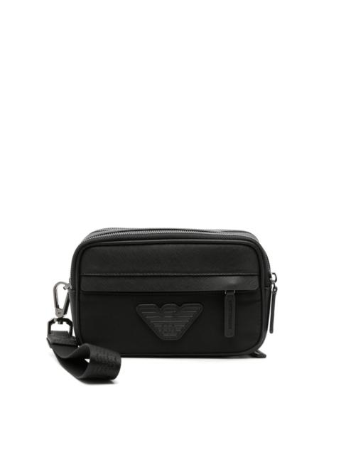 EMPORIO ARMANI logo-patch textured wash bag