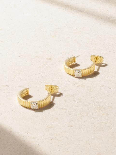 STONE AND STRAND Ribbed Illusion 10-karat Gold Diamond Hoop Earrings