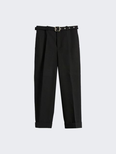 Jil Sander Wool Canvas Belted Trousers Black