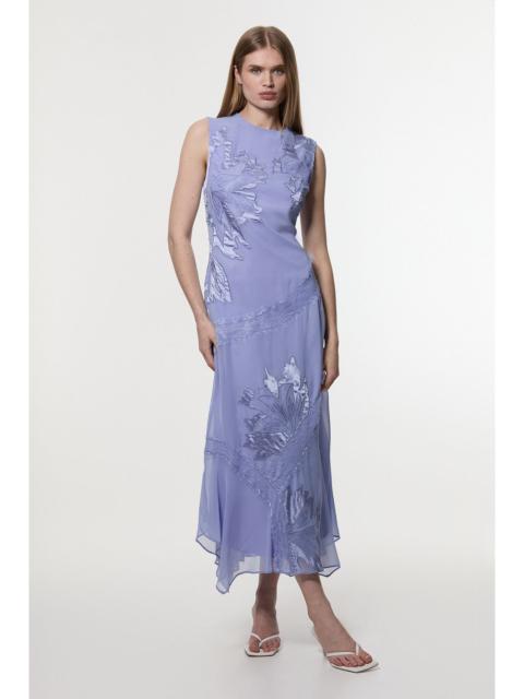 KAREN MILLEN Tall Applique And Lace Georgette Sleeveless Woven Maxi Dress