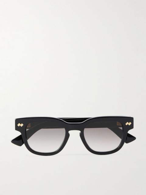 Bottega Veneta Intrecciato Panthos Square-Frame Recycled-Acetate Sunglasses Black