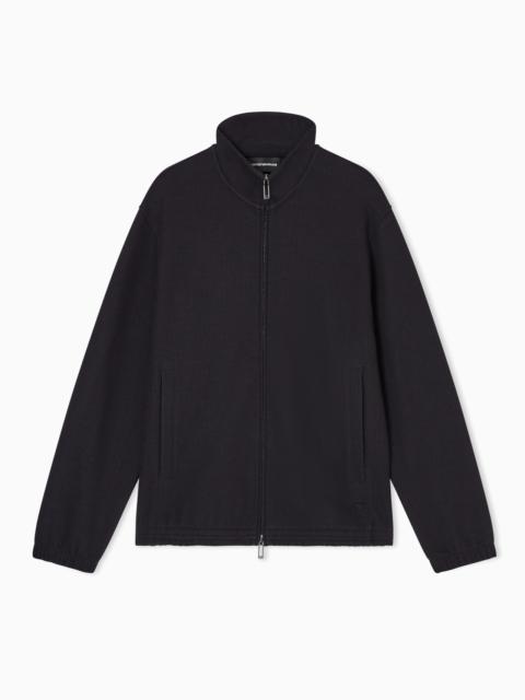 FULL-ZIP SWEATSHIRT IN A LYOCELL-BLEND JACQUARD INTERLOCK JERSEY