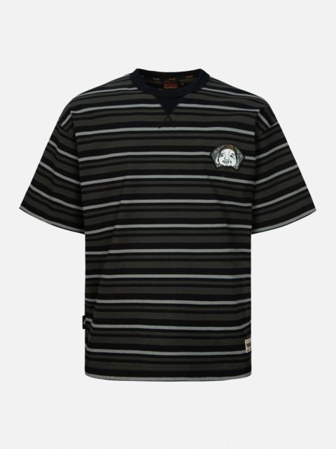 EVISU BADGES AND BRUSHSTROKE DAICOCK PRINT LOOSE FIT T-SHIRT