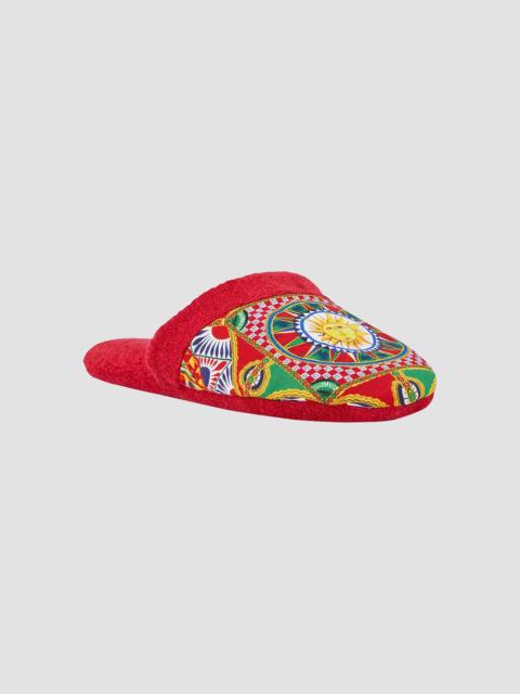 Dolce & Gabbana Men's Carretto Siciliano Terry Slippers - Red