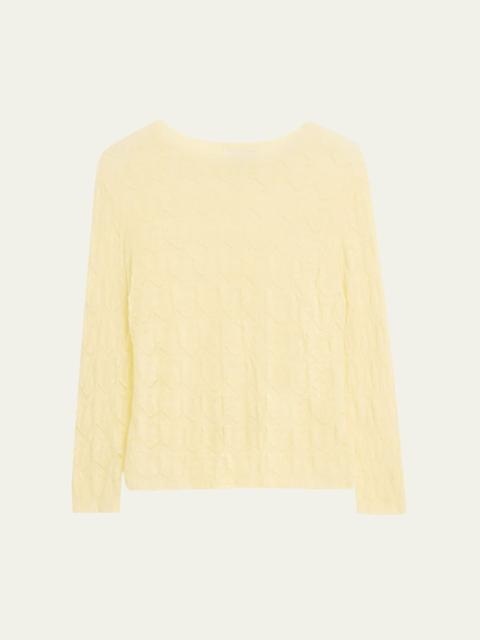 Vince Fine Lace 3/4-Sleeve Crewneck Top