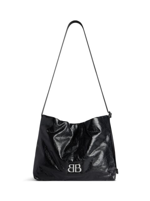 BALENCIAGA Men's Monaco Small East-west Hobo Bag  in Black
