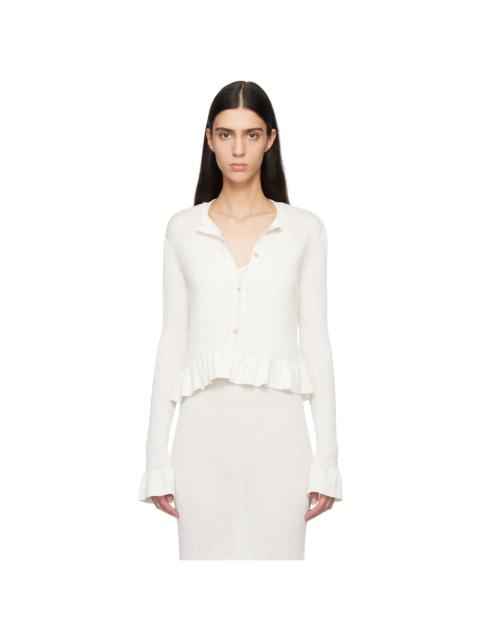 Jil Sander Off-White Long Sleeves Frill Detail Cardigan