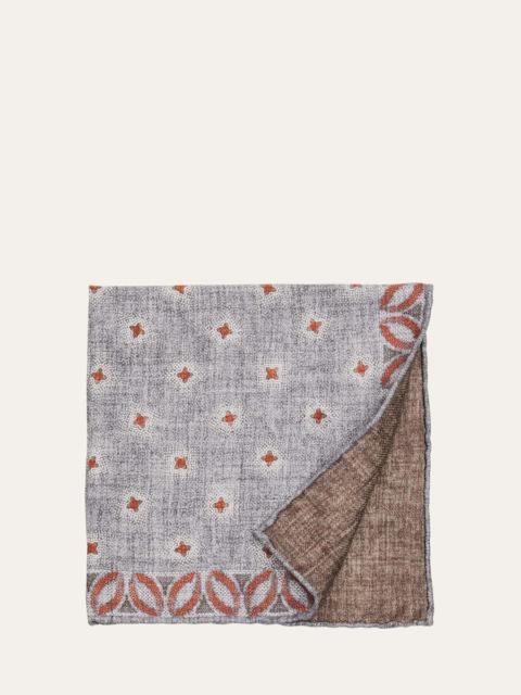Brunello Cucinelli Men's Silk Floral Print Pocket Square