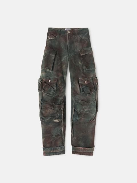 THE ATTICO ''FERN'' STAINED GREEN CAMOUFLAGE LONG PANTS
