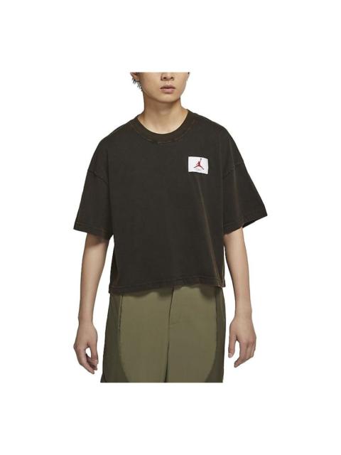 Jordan (WMNS) 공기 요르단 정유 Boxy 로고 느슨한 스포츠 짧은 소매 검정 CZ4140-010