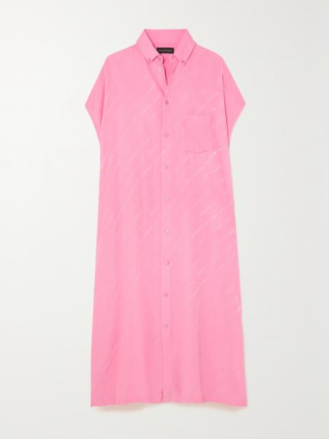 BALENCIAGA Silk Crepe De Chine-jacquard Maxi Shirt Dress