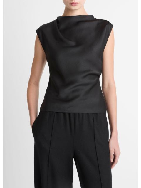 Vince Satin Draped Cowl-Neck Top