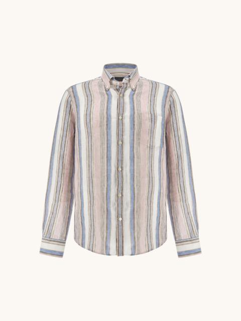 Paul & Shark SOFFIO LINEN SHIRT WITH STRIPED PATTERN
