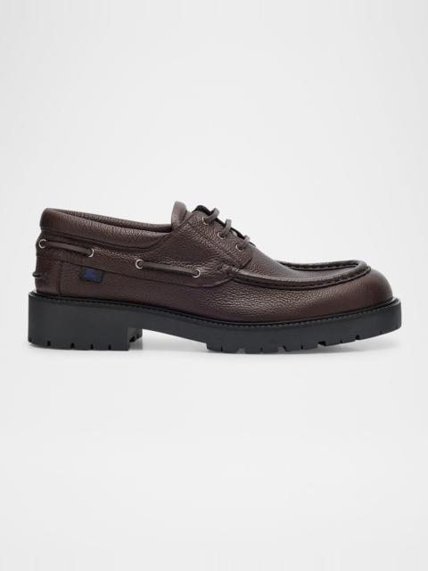 Burberry Men's Raft Grained Leather Boat Shoes