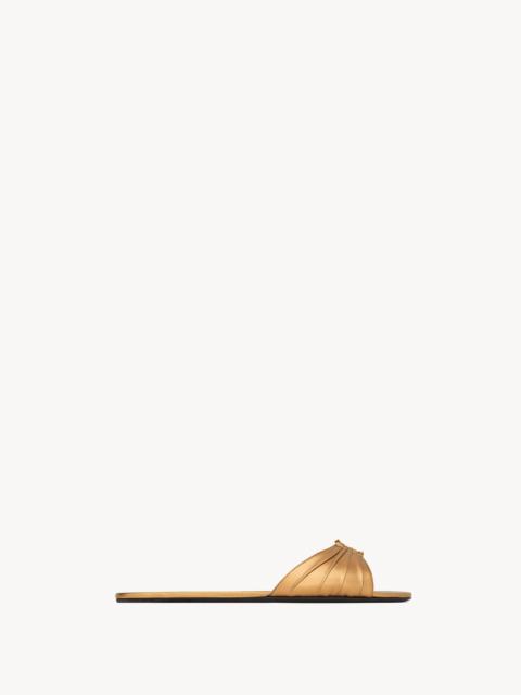 SAINT LAURENT BABYLONE SLIDES IN METALLIC LEATHER