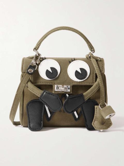Readymade + Dr. Woo Monster Cross-Grain Leather-Trimmed Cotton-Drill Messenger Bag