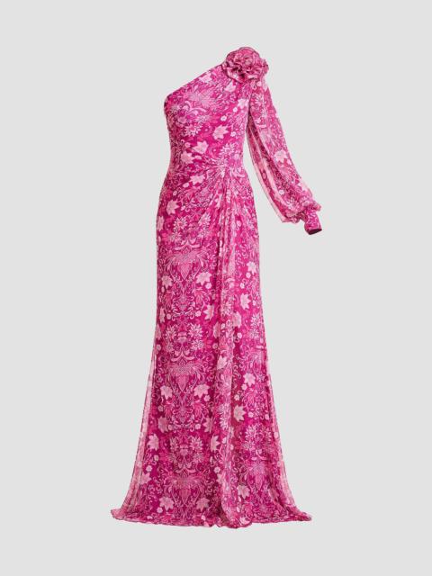 TADASHI SHOJI Women's Bosson One-Shoulder Floral Chiffon Gown - Magenta Multi