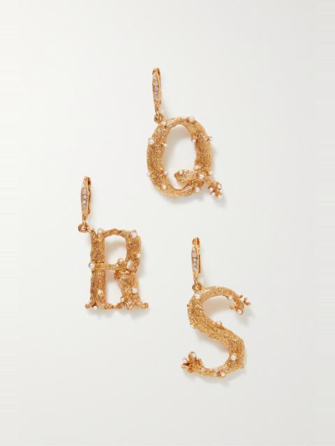 Oscar de la Renta Alphabet gold-tone faux pearl single earring