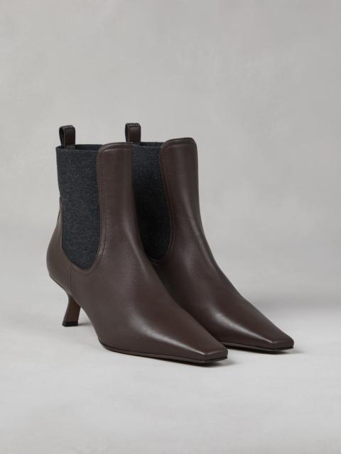 Brunello Cucinelli Nappa leather ankle boots with shiny loop detail