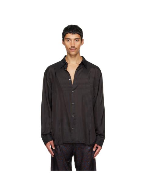Dries Van Noten Brown Stripe Shirt