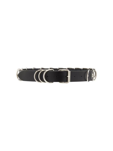 Alessandra Rich LEATHER BELT WITH CRYSTALS, SPIKES AND RINGS - 3CM