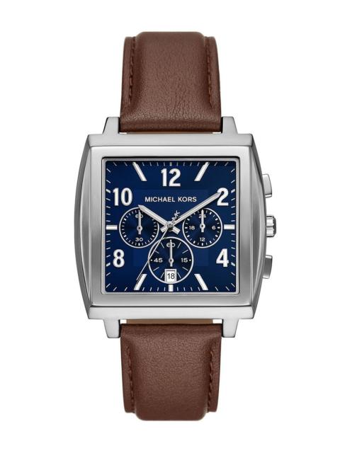 MICHAEL KORS Men's Rhys Quartz Chronograph Brown Leather Strap Watch