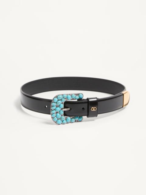 Valentino VLOGO SIGNATURE BRUSHED CALFSKIN BELT 30 MM