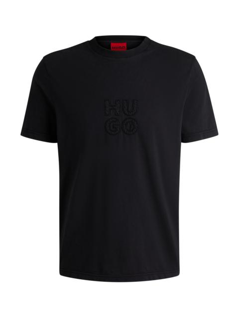 HUGO COTTON-JERSEY T-SHIRT WITH LOGO APPLIQUÉ