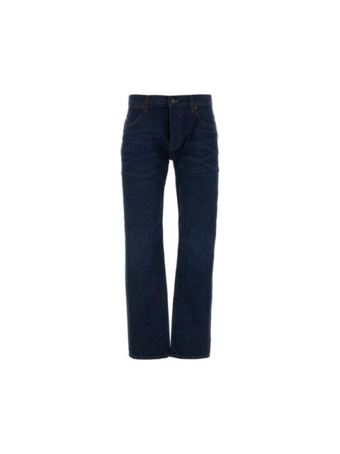 GUCCI GUCCI $1100 Blue Cotton Denim Pants with Embroidery New & Au