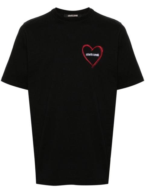 Roberto Cavalli heart-embroidered cotton T-shirt