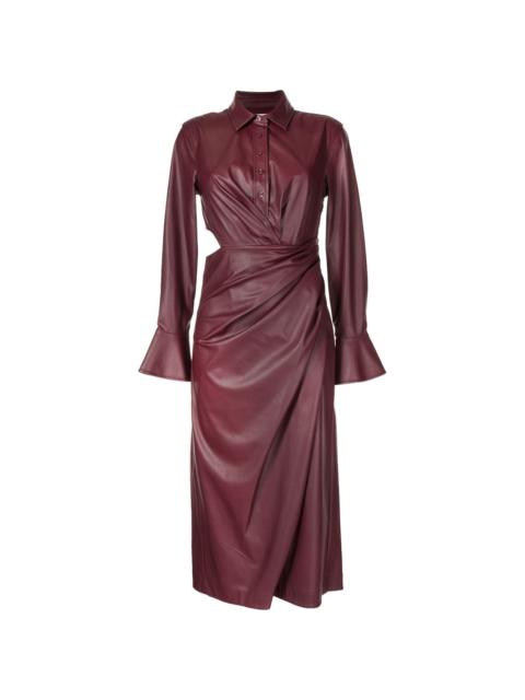 ruched faux leather maxi dress