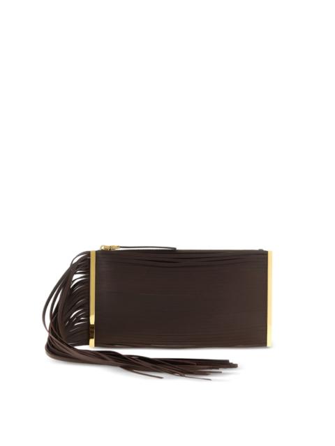ELISABETTA FRANCHI fringed leather clutch bag