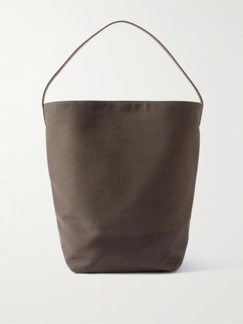 The Row N/s Large Leather-trimmed Cotton-twill Tote