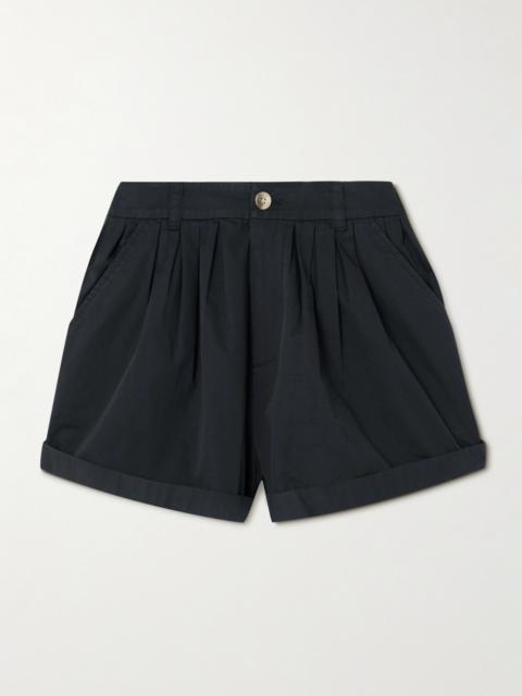 DÔEN Paige Pleated Organic Cotton-poplin Shorts