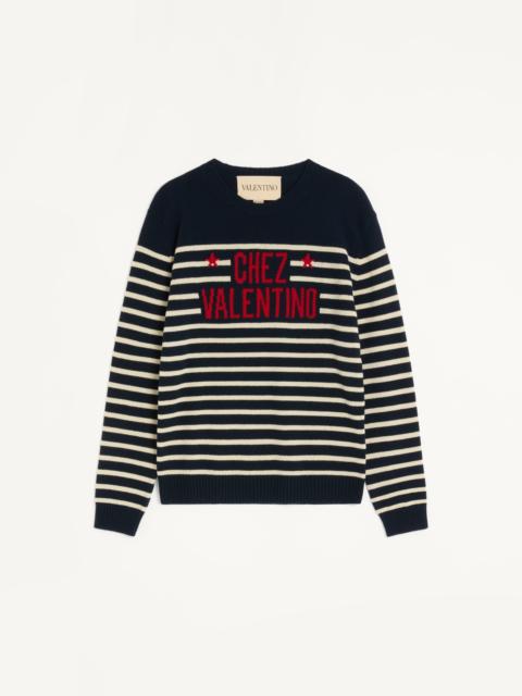 Valentino WOOL SWEATER WITH CHEZ VALENTINO JACQUARD MOTIF