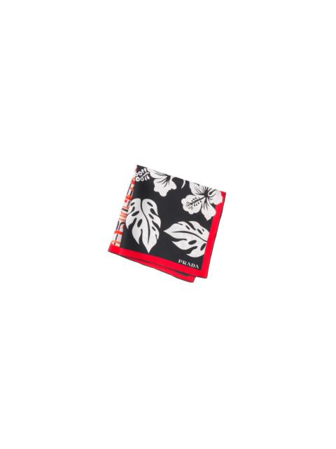 Prada Double Match Hibiscus printed 55 silk scarf