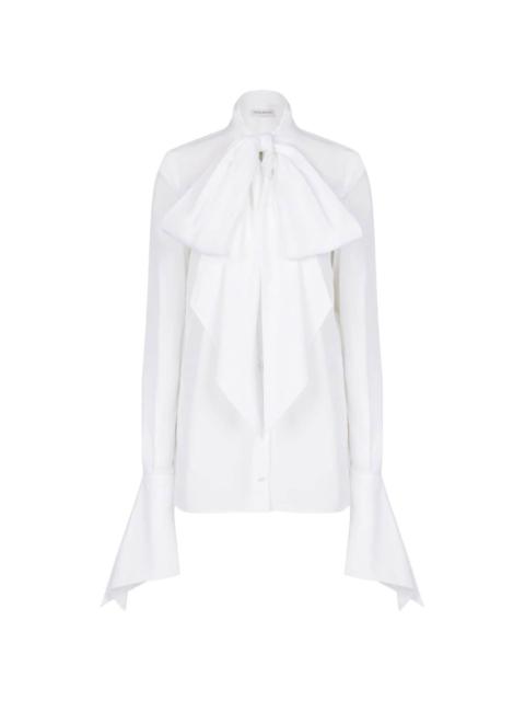 pussy-bow collar cotton shirt